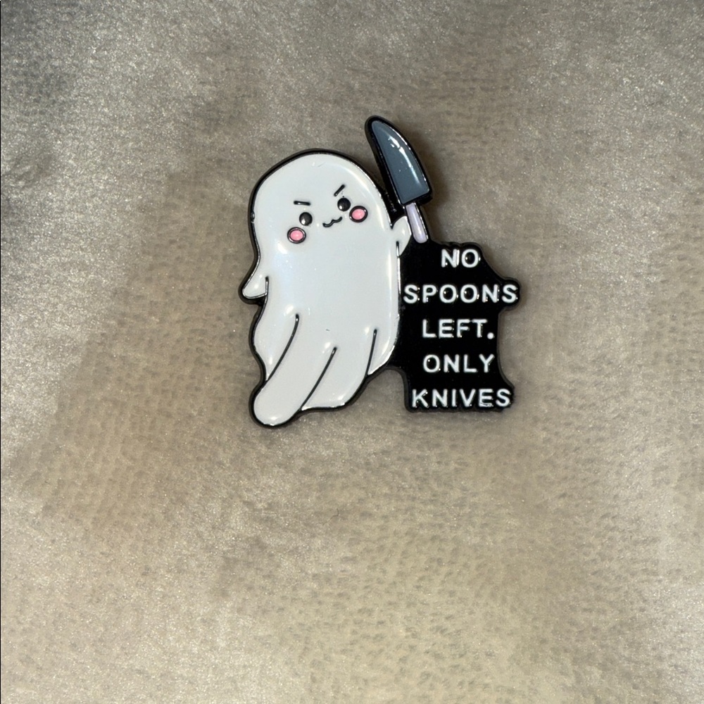 Cute Ghost Knife Enamel Pin - White & Black